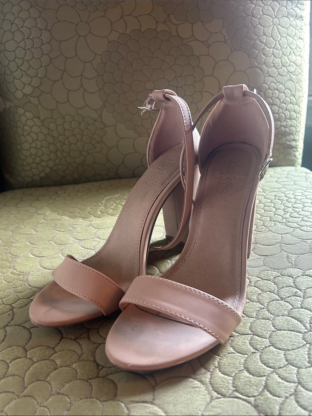 Charlotte Russe Nude Ankle-Strap High Heel Sandals